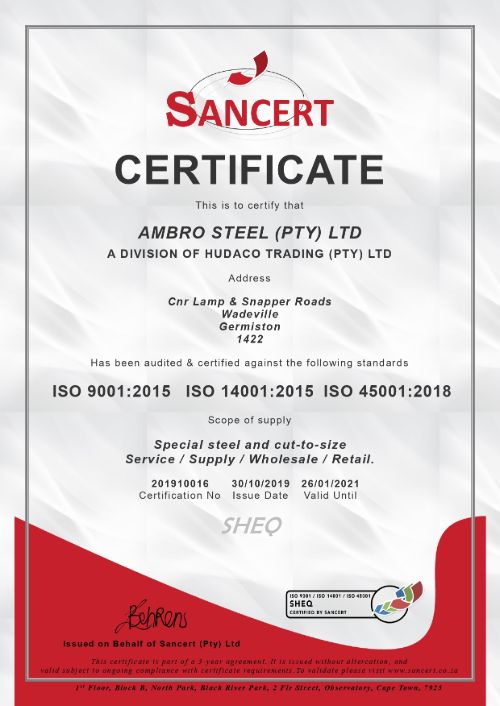 SHEQ Certificate